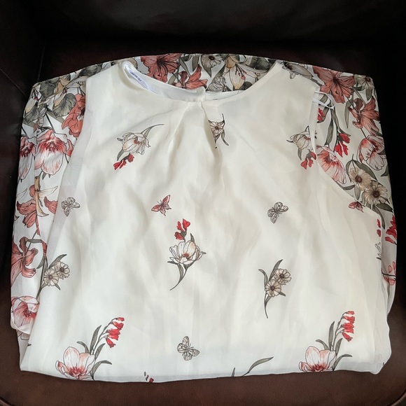 Primark Ladies Off White Floral Belted Dress Sz 12 - Picture 2 of 6